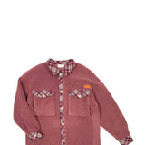 Simply Southern Youth Quilted Plaid Sherpa Shacket for Girls in Rose Pink
