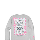 Simply Southern Girls Youth Doing My Best Long Sleeve T-Shirt for Girls in Sport Gray