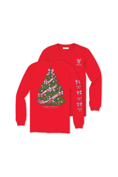 Simply Southern Youth Tree Long Sleeve T-Shirt for Girls in Red