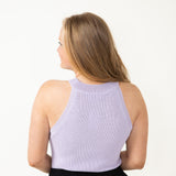 Sleeveless Halter Knit Tank Top for Women in Purple