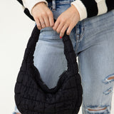 Small Quilted Puffer Bag for Women in Black