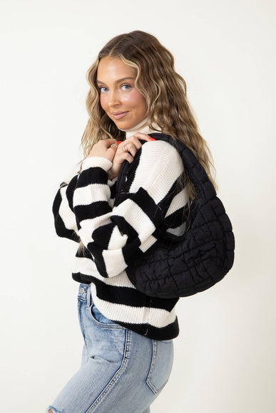 Small Quilted Puffer Bag for Women in Black