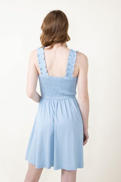 Smocked Bodice Straps Dress for Women in Blue