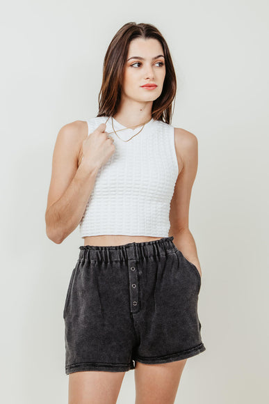 Washed Pull On Lounge Shorts for Women in Black