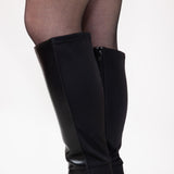 Soda Dahlia Tall Lug Boots for Women in Black