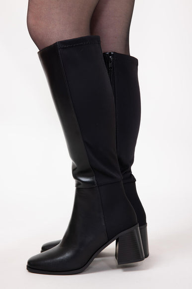 Soda Dahlia Tall Lug Boots for Women in Black