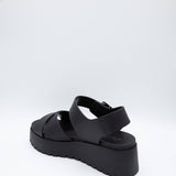 Soda Shoes Alyssa Lug Wedge Sandals for Women in Black 