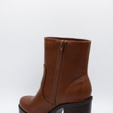 Soda Shoes Kedge Platform Booties for Women in Cognac 