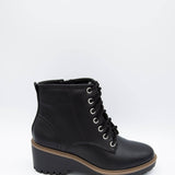 Soda Shoes Hungry Lace Wedge Booties for Women in Black