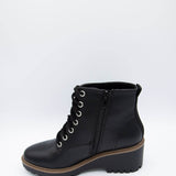Soda Shoes Hungry Lace Wedge Booties for Women in Black