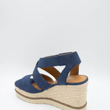 Soda Shoes Churro Rope Wedges for Women in Blue