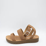 Soda Shoes Dabster Ankle Strap Sandals for Women in Tan
