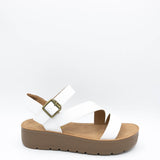 Soda Edoly Asymmetrical Platform Sandals for Women in White