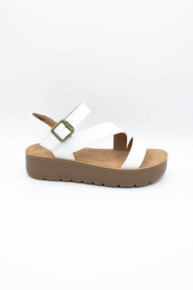 Soda Edoly Asymmetrical Platform Sandals for Women in White