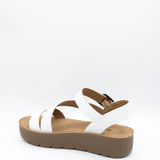 Soda Edoly Asymmetrical Platform Sandals for Women in White