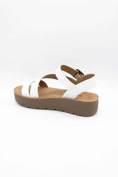 Soda Edoly Asymmetrical Platform Sandals for Women in White