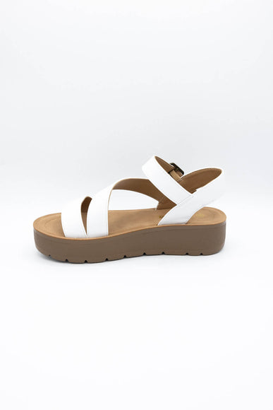 Soda Edoly Asymmetrical Platform Sandals for Women in White