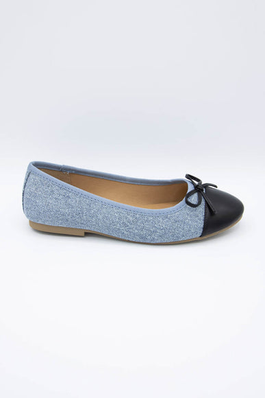 Soda Shoes Peony Ballet Flats for Women in Denim/Black