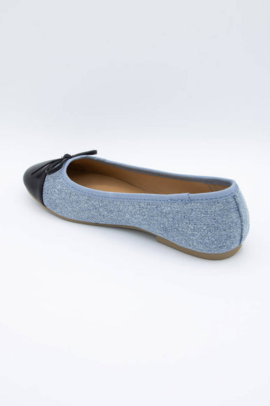 Soda Shoes Peony Ballet Flats for Women in Denim/Black