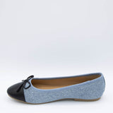 Soda Shoes Peony Ballet Flats for Women in Denim/Black