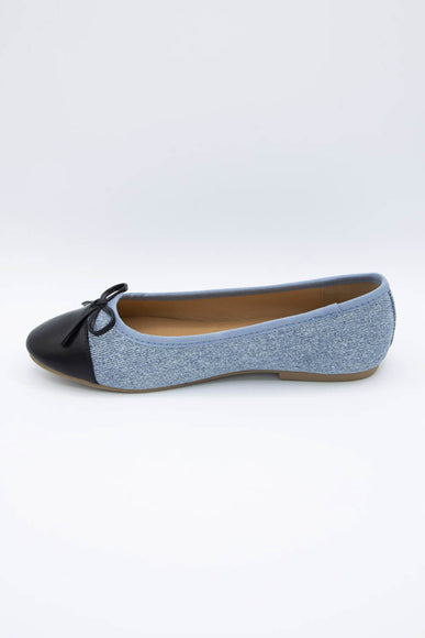 Soda Shoes Peony Ballet Flats for Women in Denim/Black