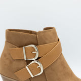 Soda Ponda Buckle Ankle Booties for Women in Coffee