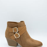 Soda Ponda Buckle Ankle Booties for Women in Coffee