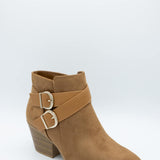 Soda Ponda Buckle Ankle Booties for Women in Coffee