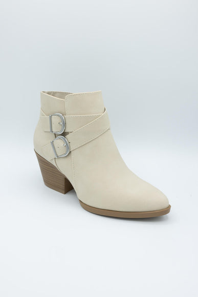 Soda Ponda Buckle Ankle Booties for Women in Beige