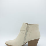 Soda Ponda Buckle Ankle Booties for Women in Beige
