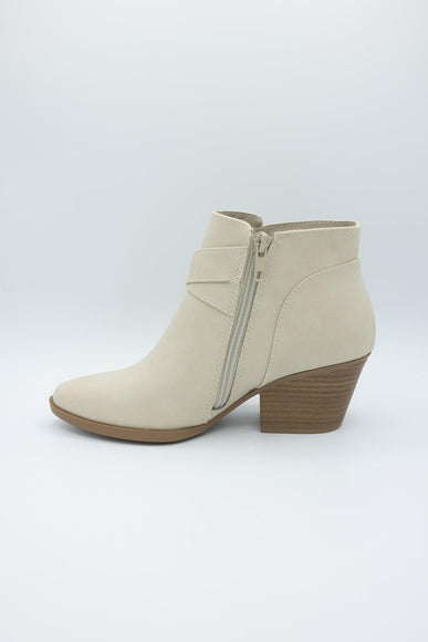 Soda Ponda Buckle Ankle Booties for Women in Beige
