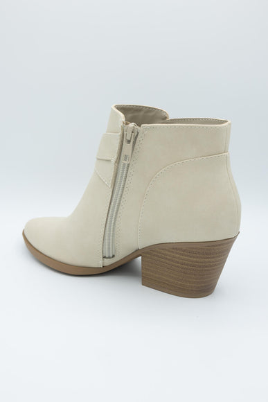 Soda Ponda Buckle Ankle Booties for Women in Beige