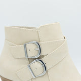 Soda Ponda Buckle Ankle Booties for Women in Beige