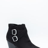 Soda Ponda Buckle Ankle Booties for Women in Black
