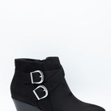 Soda Ponda Buckle Ankle Booties for Women in Black