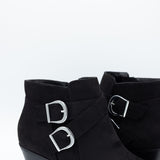 Soda Ponda Buckle Ankle Booties for Women in Black
