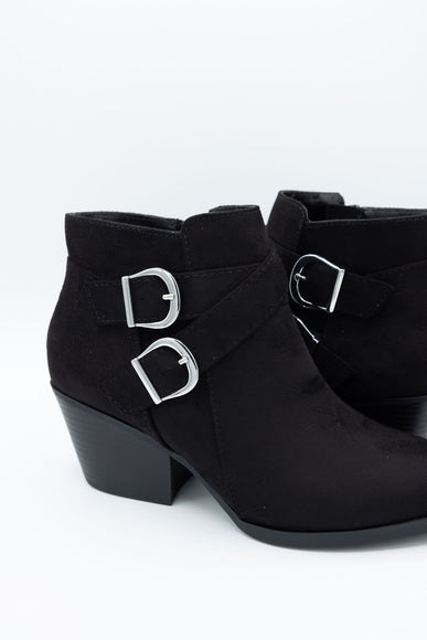 Soda Ponda Buckle Ankle Booties for Women in Black