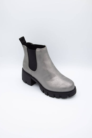 Soda Shoes Poppy Lug Booties for Women in Pewter Grey