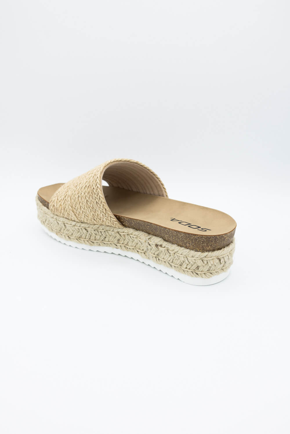 Soda Process Raffia Platform Sandals for Women in Beige