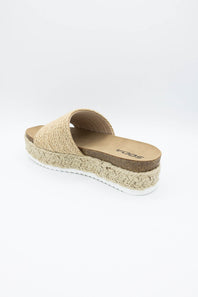 Soda Process Raffia Platform Sandals for Women in Beige