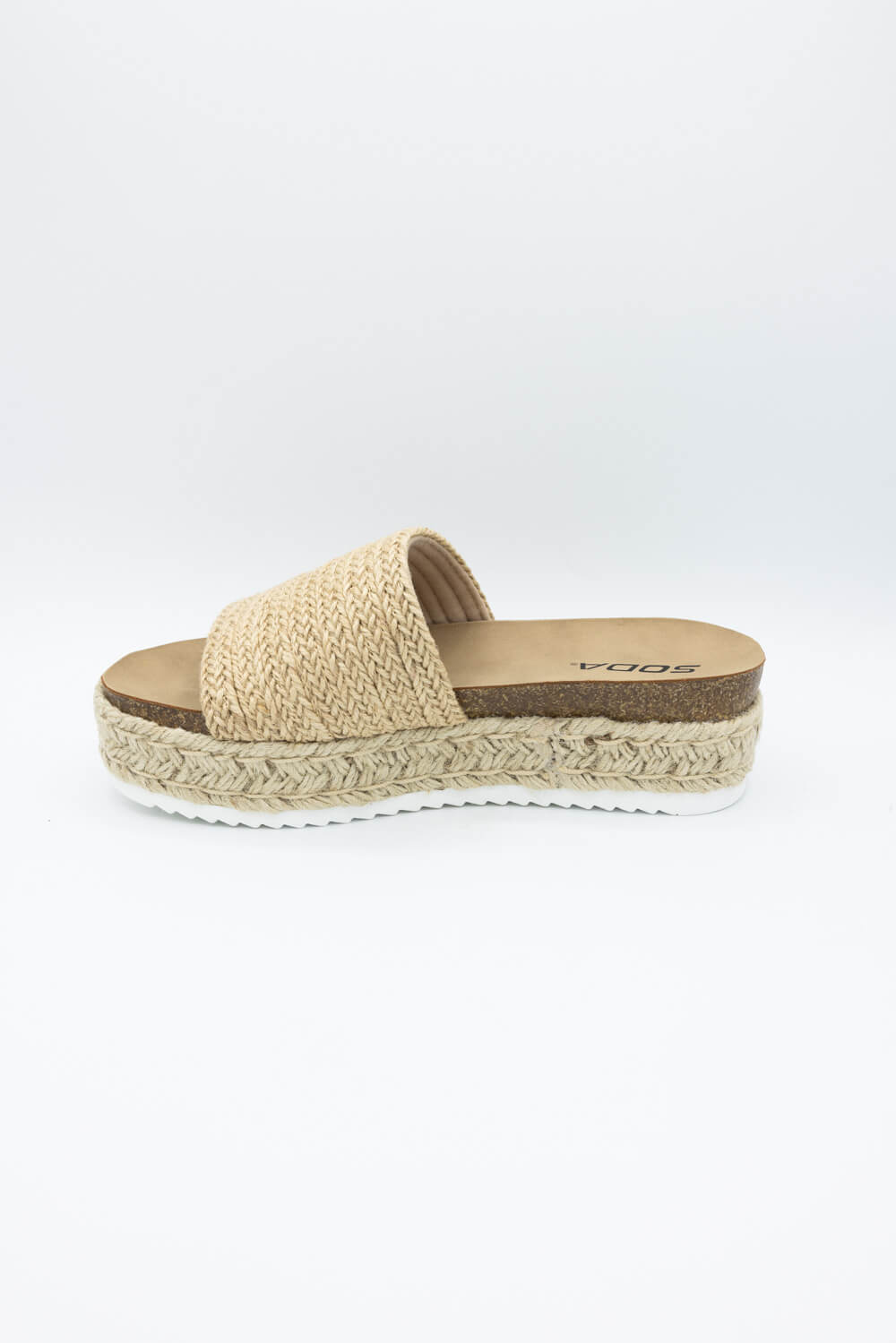 Soda Process Raffia Platform Sandals for Women in Beige