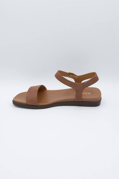 Soda Riddle Band Square Toe Sandals for Women in Tan