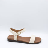 Soda Riddle Band Square Toe Sandals for Women in Beige