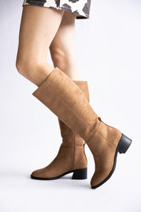 Soda Vintage Tall Boots for Women in Tan