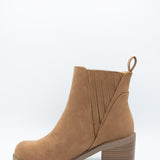 Soda Wisely Lug Booties for Women in Cognac