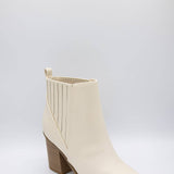 Soda Shoes Duvet Block Booties for Women in Off White