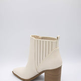Soda Shoes Duvet Block Booties for Women in Off White