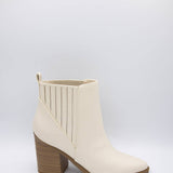 Soda Shoes Duvet Block Booties for Women in Off White