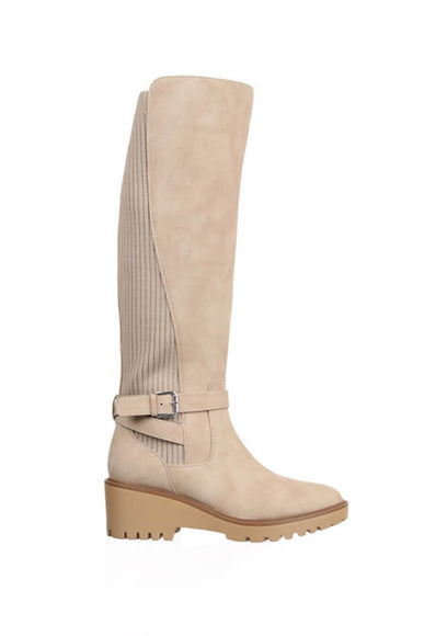 Soda Shoes Zone Knee High Boots for Women in Beige