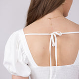 Square Neck Puff Short Sleeve Dress for Women in White